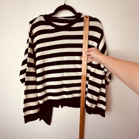 Valentino Off White & Black Horizontal Stripe Open Back Satin Shoulder Tie Top L - Picture 15 of 16